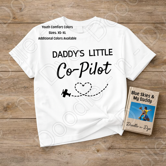 Youth Daddy's Little Co-Pilot Comfort Colors Tee, Father's Day Kids Shirt, Happy Father's Day Shirt, Daddy's Co Pilot Tee