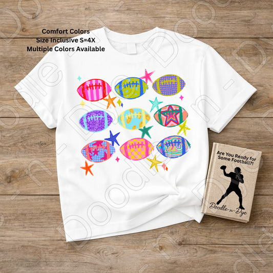 Colorful Football Shirt | Retro Game Day Comfort Colors Tee | Football Lover Graphic Shirt | Women's Football Season Tee | Comfort Colors Fall Football Tee