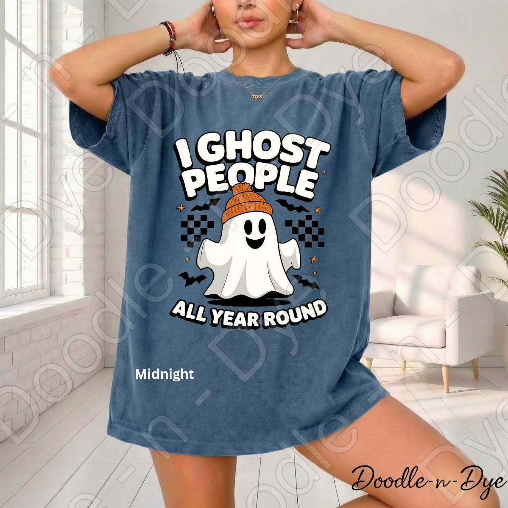 I Ghost People All Year Round Shirt, Funny Ghost Halloween Tee, Comfort Colors Ghost Shirt, Introvert Humor Shirt, Cute Spooky Season Tee, Ghost Lover Gift