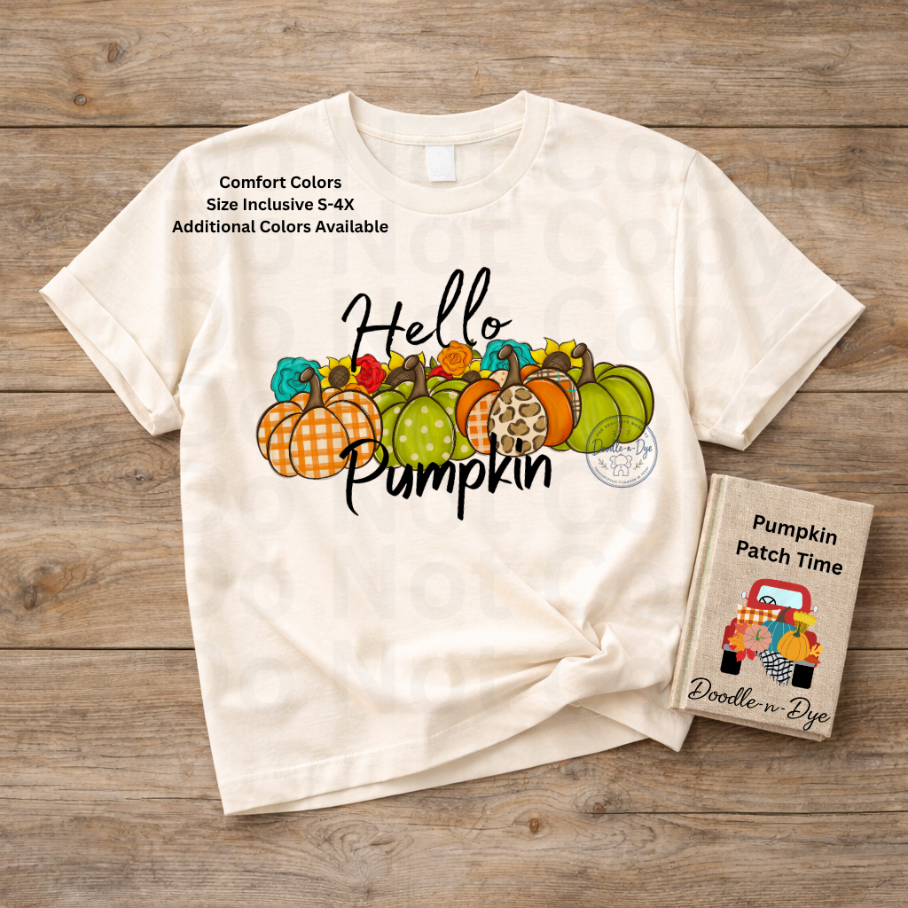 Hello Pumpkin Shirt | Original Fall Pumpkin Tee | Comfort Colors® 1717 Autumn Graphic Shirt | Cute Boutique Pumpkin Patch Tee