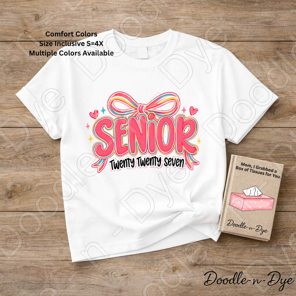 Senior 2027 Shirt Class of 2027 Comfort Colors® T-Shirt | Cute Coquette GO Senior Year Tee | Graduation Shirt | Senior Gift