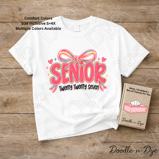 Senior 2027 Shirt Class of 2027 Comfort Colors® T-Shirt | Cute Coquette GO Senior Year Tee | Graduation Shirt | Senior Gift