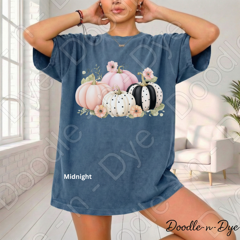 Shabby Chic Pumpkin Shirt, Pink Pumpkin Farmhouse Tee, Comfort Colors Fall Shirt, Cottagecore Pumpkin Shirt, Floral Autumn Graphic Tee