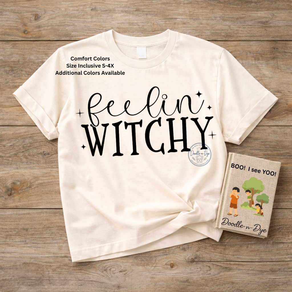 Feelin' Witchy Shirt | Comfort Colors® 1717 Halloween T-Shirt | Cute Fall Witch Graphic Tee | Spooky Season Shirt | Boutique Halloween Tee