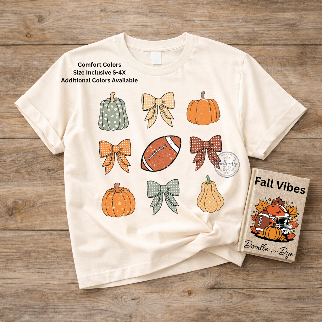Football & Pumpkins Shirt | Comfort Colors® 1717 Fall Football T-Shirt | Cute Game Day Pumpkin Tee | Coquette Football Shirt | Fall Graphic Tee