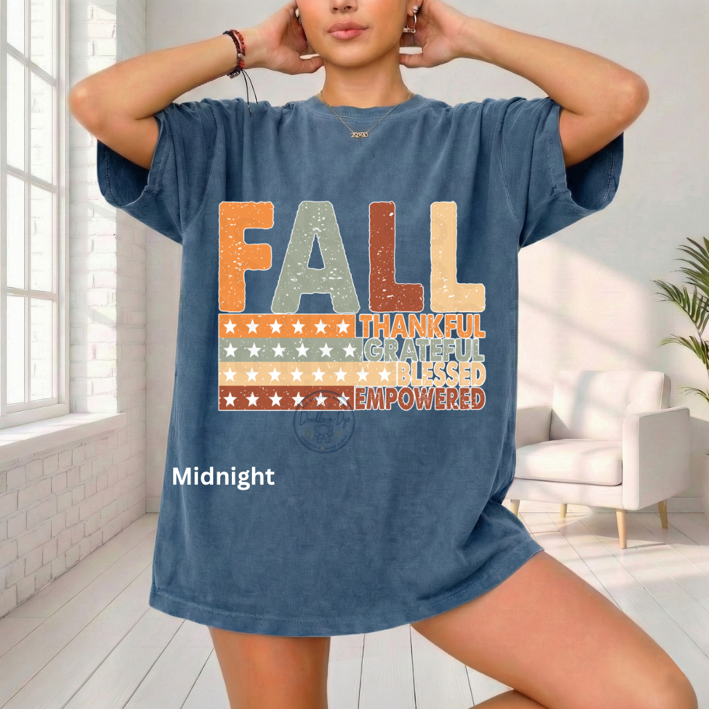 Fall Thankful Grateful Blessed Shirt | Autumn Graphic Tee | Thanksgiving Empowerment Shirt | Comfort Colors® 1717 Fall T-Shirt | Inspirational Fall Tee