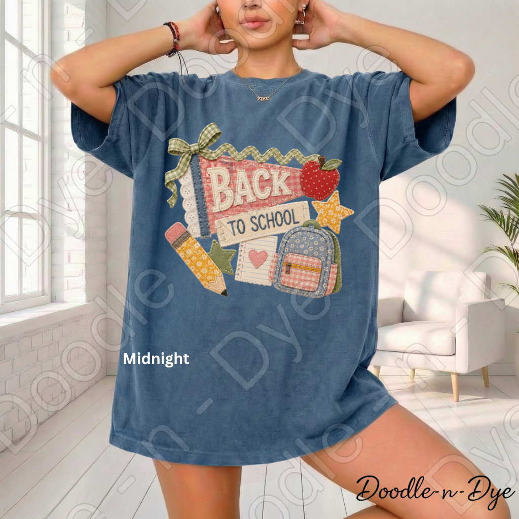 Retro Back to School Shirt | Vintage School Comfort Colors Tee | Cute Teacher Shirt | First Day of School Tee | Patchwork School Graphic Shirt