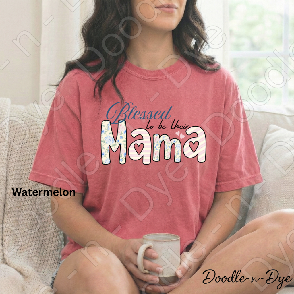 Blessed to Be Their Mama Shirt – Floral Comfort Colors Mom Tee - Mother's Day T-Shirt - Gift for Her