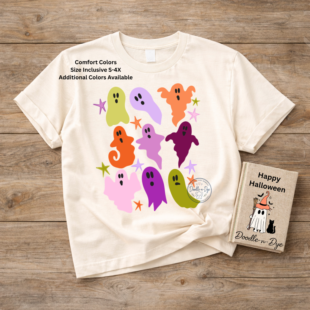 Cute Colorful Ghost Shirt | Comfort Colors® Halloween T-Shirt | Fall Spooky Season Ghost Tee | Pastel Halloween Shirt | Cute Ghost Graphic Tee