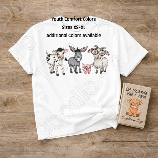 Cute Farm Animals Youth Shirt | Original Comfort Colors® Youth Tee | Farm Animal Graphic T-Shirt | Kids Farm Shirt | Toddler Farm Animal Tee