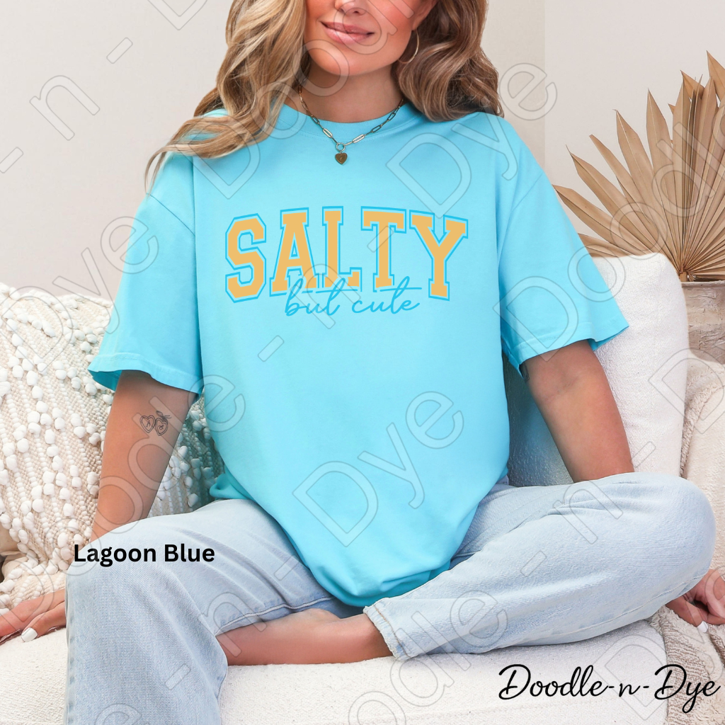 Salty But Cute Shirt – Bright Comfort Colors Summer Tee - Beach Vacation T-Shirt