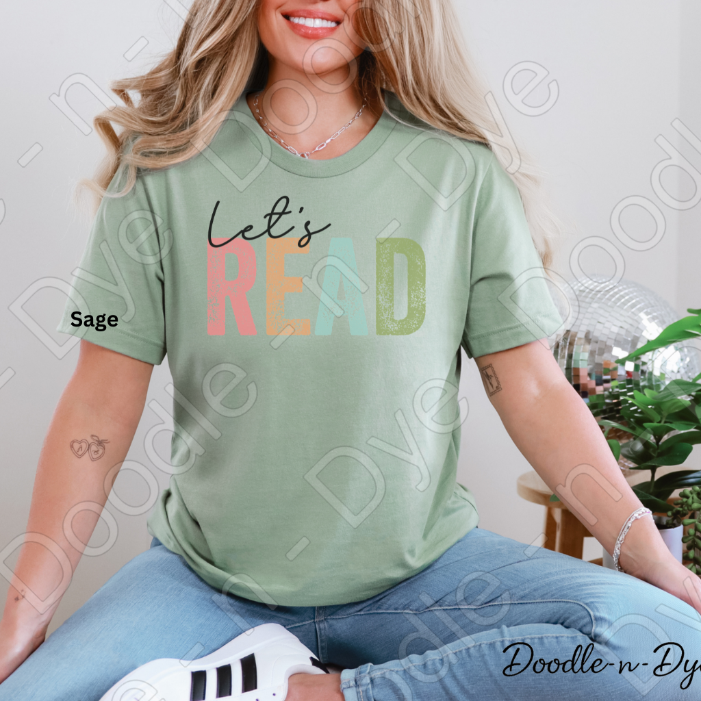 Let’s Read Teacher Shirt – Bella + Canvas Book Tee - Bookish Reading T-Shirt - Cozy Season Shirt