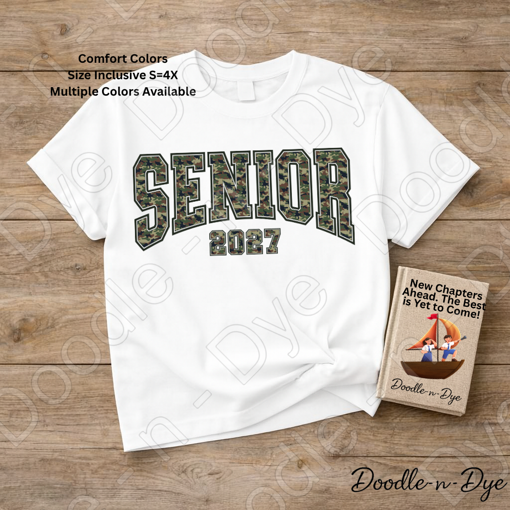Senior 2027 Camo Shirt | Class of 2027 Comfort Colors® T-Shirt | Camouflage Senior Tee | Graduation Shirt | Senior Gift