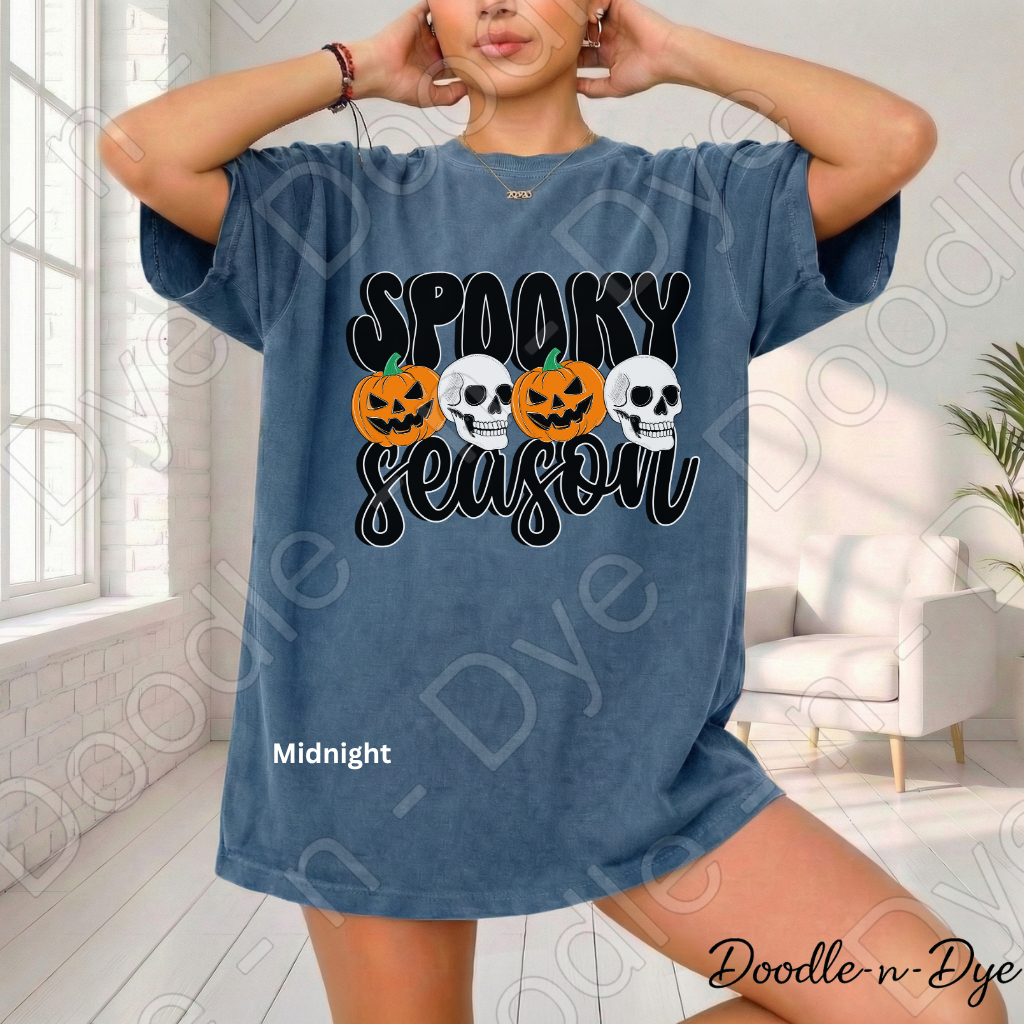 Spooky Season Shirt, Halloween Pumpkin Skull Tee, Comfort Colors Halloween Shirt, Cute Spooky Fall Graphic Tee, October Pumpkin Shirt