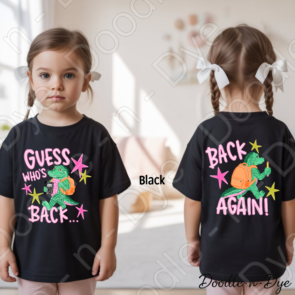 Kids Back to School Comfort Colors Tee, Guess Who’s Back Kids Back Again Shirt, First Day of School Shirt for Girls, First Day of School Photo Outfit, Fun Alligator Back‑Again Shirt