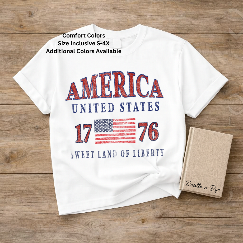 America 1776 Sweet Land of Liberty Shirt – Comfort Colors Patriotic USA Tee for 4th of July, Summer Events, Parades & Americana Outfits