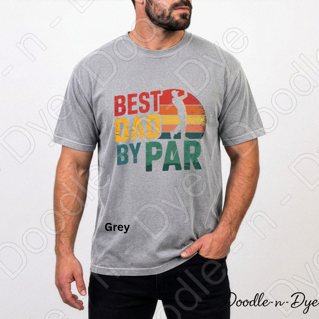 Best Dady By Par Comfort Colors Tee, Golf Dad Shirt, Father's Day Golf Tshirt, Retro Sunset Golf T-Shirt, Gift for Him, Gift for Dad