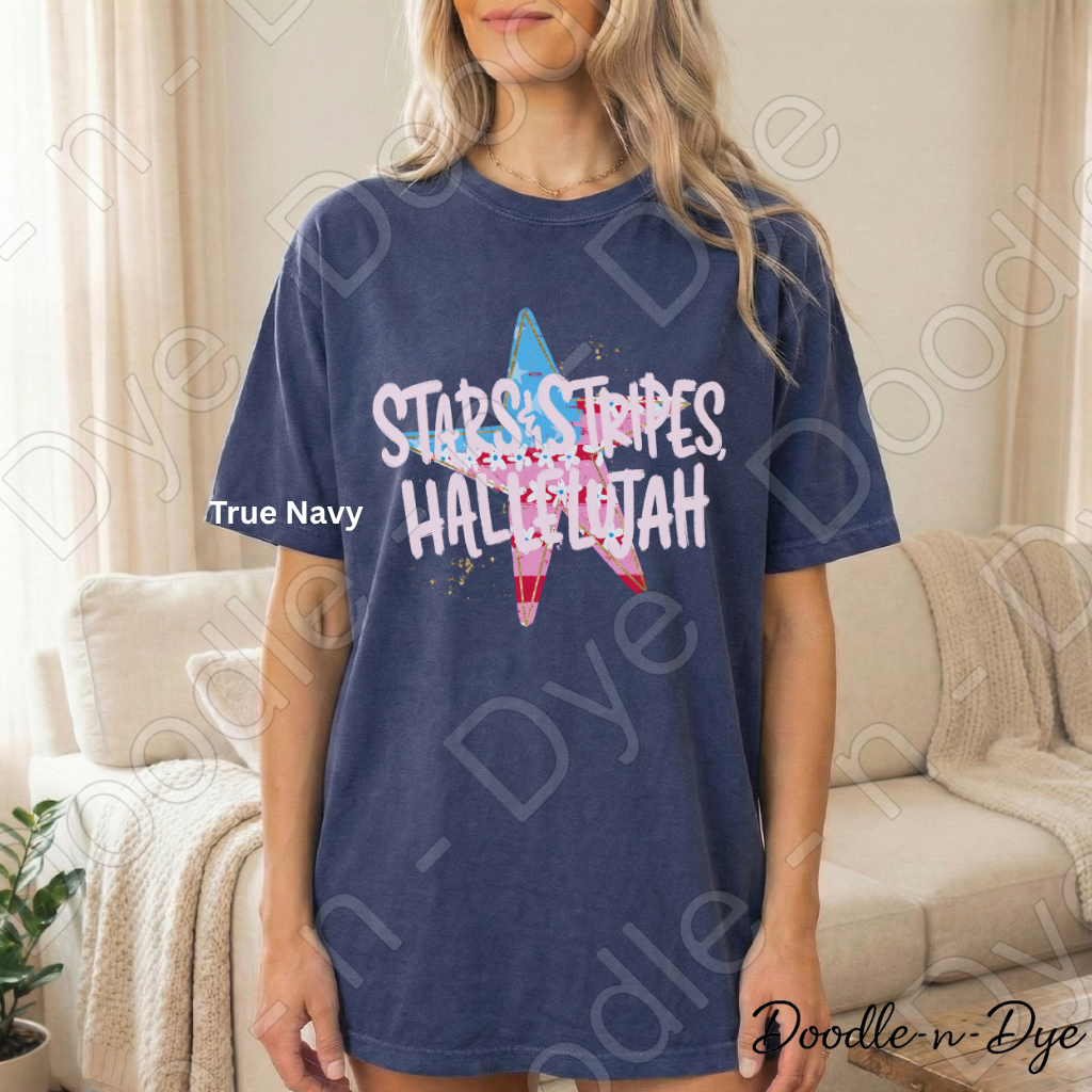 Stars Stripes Hallelujah Patriotic Shirt – Comfort Colors USA Graphic Tee for 4th of July, Summer, Faith & Americana Outfits