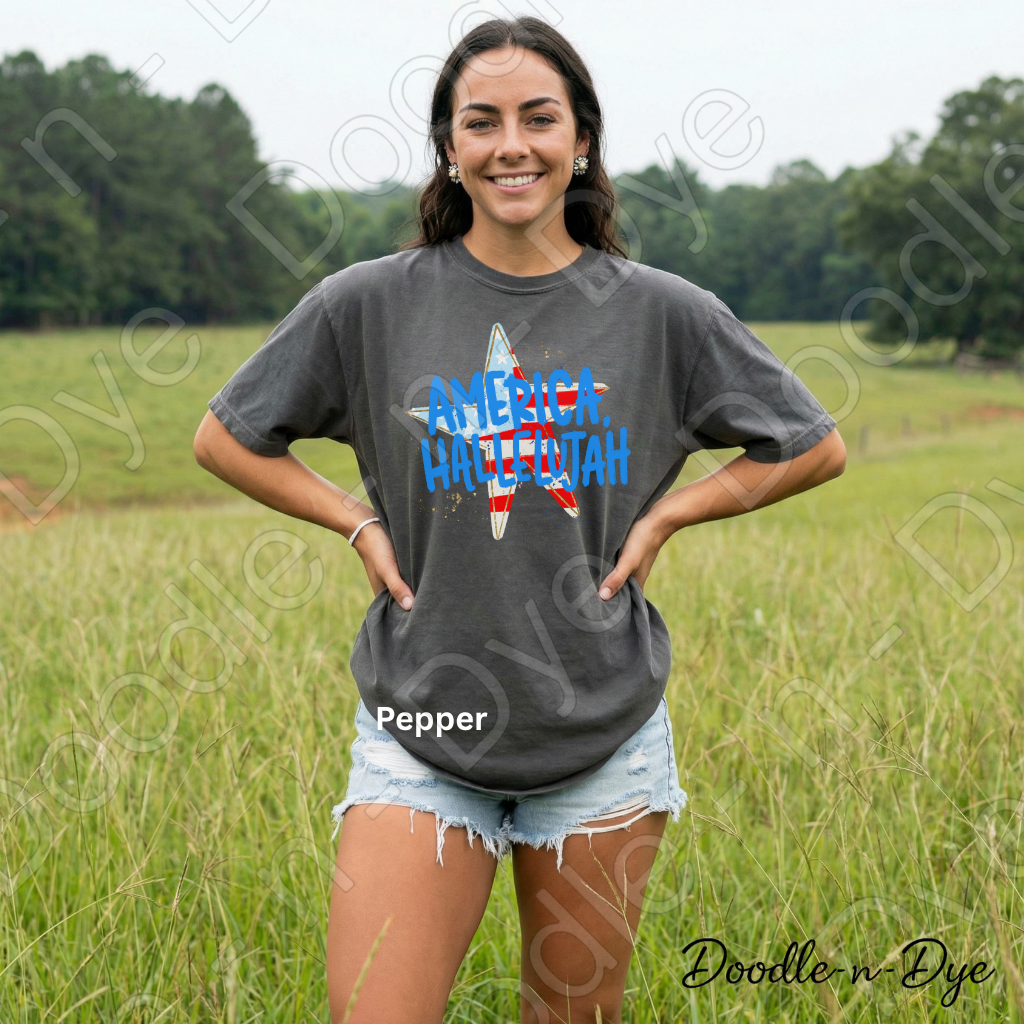 America Hallelujah Patriotic Shirt – Comfort Colors USA Tee for 4th of July, Summer, Faith & Freedom Outfits
