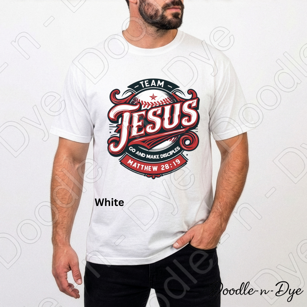 Team Jesus Comfort Colors Tee, Go and Make Disciples Shirt, Faith-Based T Shirt, Christian Baseball T-Shirt, Bible Verse Matthew 28:19 Tee