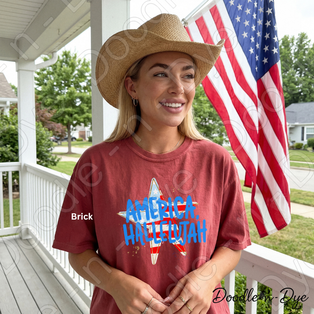 America Hallelujah Patriotic Shirt – Comfort Colors USA Tee for 4th of July, Summer, Faith & Freedom Outfits