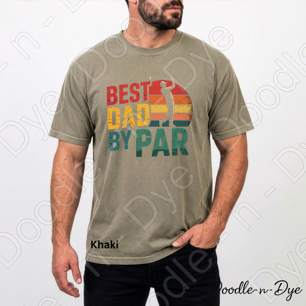 Best Dady By Par Comfort Colors Tee, Golf Dad Shirt, Father's Day Golf Tshirt, Retro Sunset Golf T-Shirt, Gift for Him, Gift for Dad