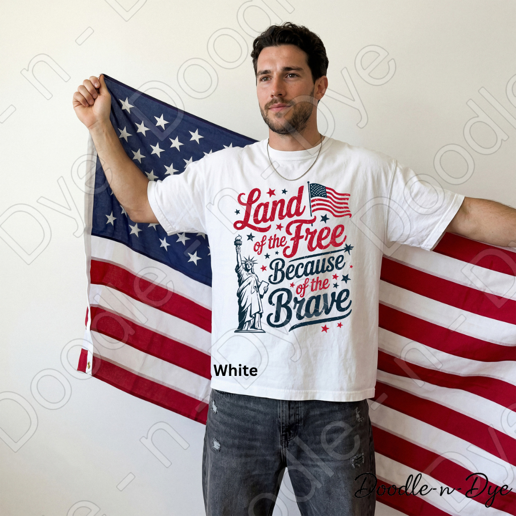 Patriotic Comfort Colors Tee, Land of the Free Because of the Brave Shirt, 250th Anniversary T-Shirt, Happy 250th Birthday America