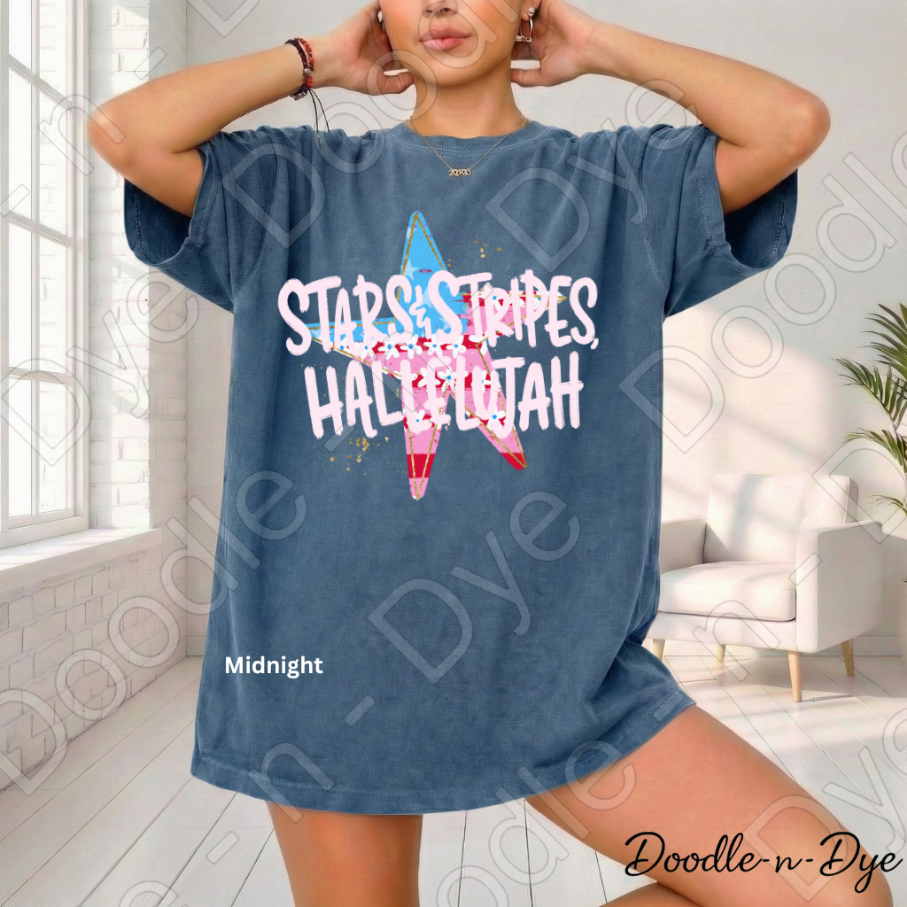 Stars Stripes Hallelujah Patriotic Shirt – Comfort Colors USA Graphic Tee for 4th of July, Summer, Faith & Americana Outfits