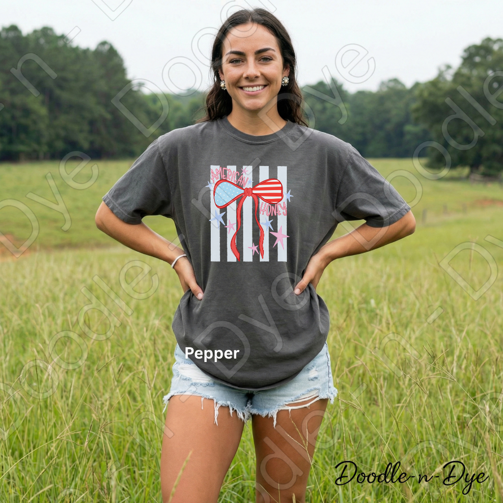 American Honey Patriotic Shirt – Comfort Colors USA Graphic Tee for Summer, 4th of July, Country Concerts & Americana Outfits