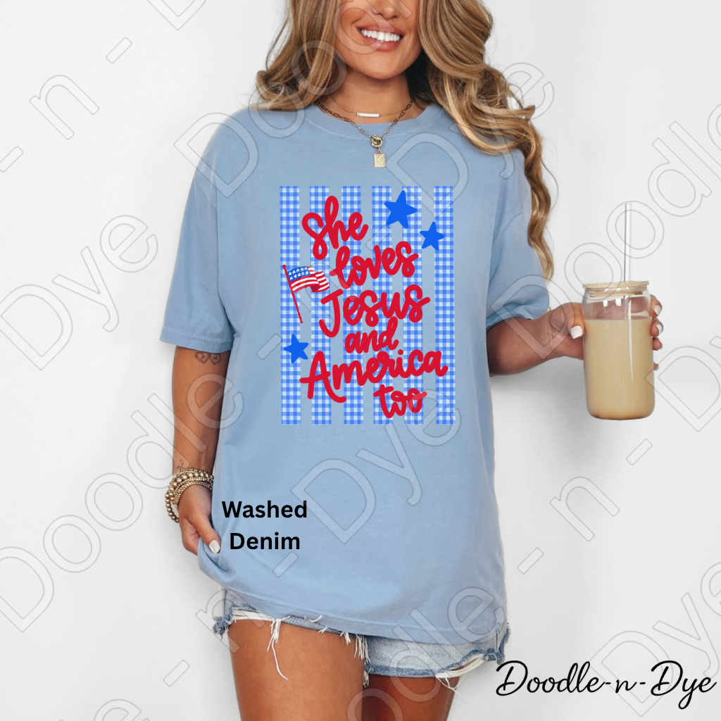 Patriotic Faith Comfort Colors Tee, She Loves Jesus & America Too Shirt, July 4th 250 Celebration Tee, Vintage USA Shirt