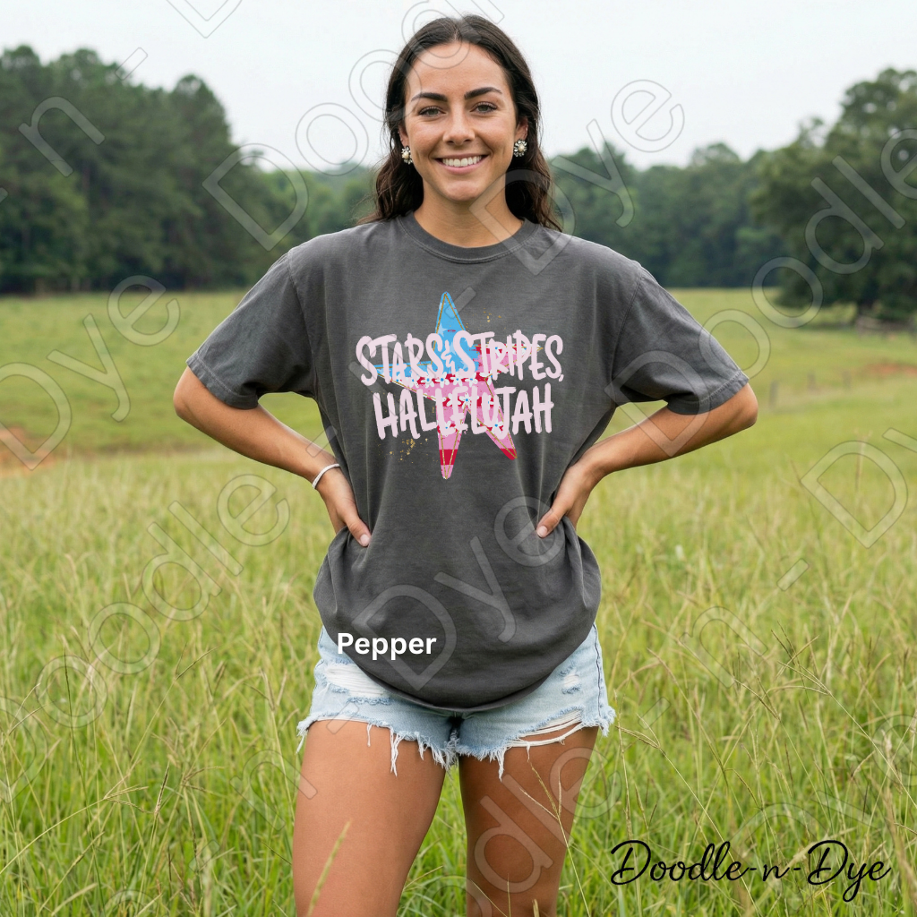 Stars Stripes Hallelujah Patriotic Shirt – Comfort Colors USA Graphic Tee for 4th of July, Summer, Faith & Americana Outfits