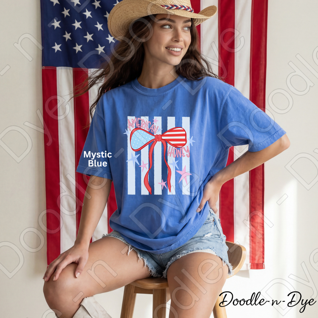 American Honey Patriotic Shirt – Comfort Colors USA Graphic Tee for Summer, 4th of July, Country Concerts & Americana Outfits