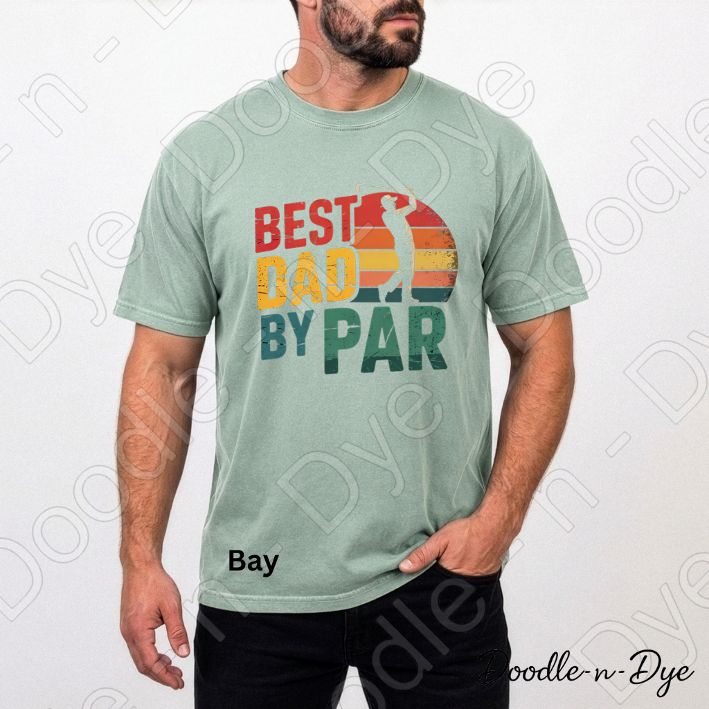 Best Dady By Par Comfort Colors Tee, Golf Dad Shirt, Father's Day Golf Tshirt, Retro Sunset Golf T-Shirt, Gift for Him, Gift for Dad