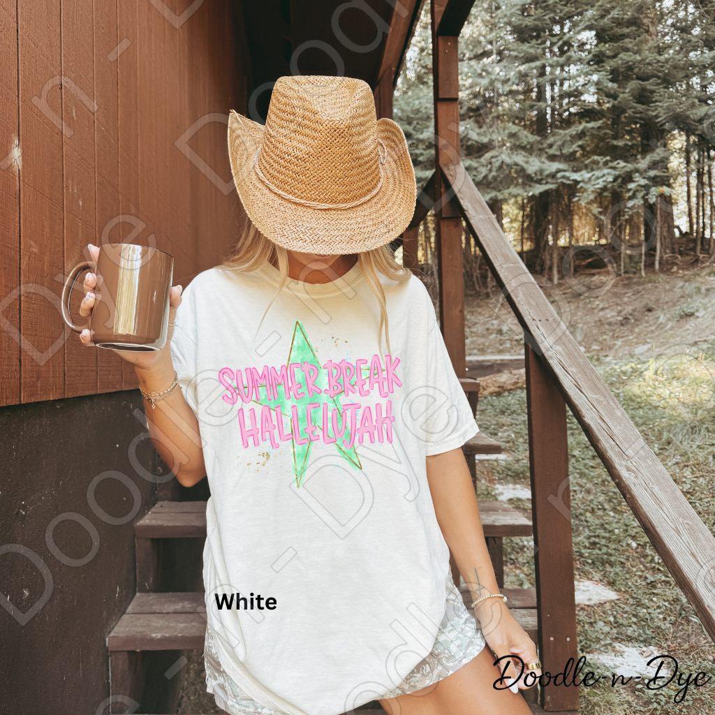 Summer Break Hallelujah Comfort Colors Tee, Everyday Wear Shirt, Summer Teacher Tee