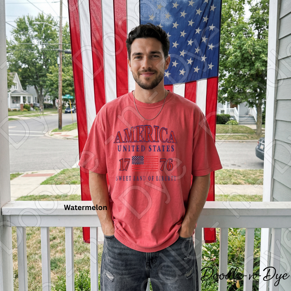 America 1776 Sweet Land of Liberty Shirt – Comfort Colors Patriotic USA Tee for 4th of July, Summer Events, Parades & Americana Outfits