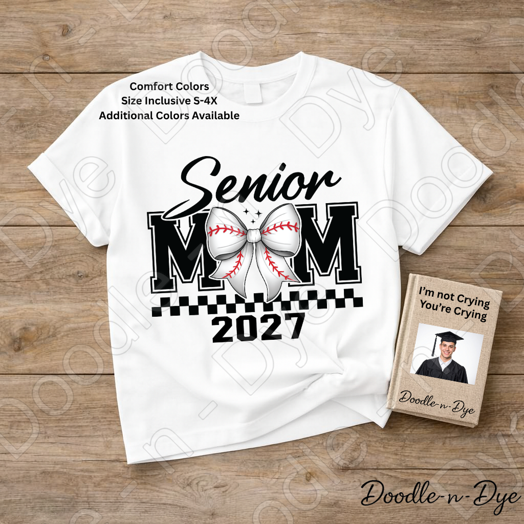 Senior Mom Baseball Comfort Colors Tee, Graduation Mom Shirt, Class of 2027 Mom T-Shirt