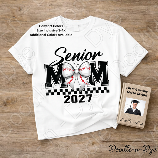 Senior Mom Baseball Comfort Colors Tee, Graduation Mom Shirt, Class of 2027 Mom T-Shirt