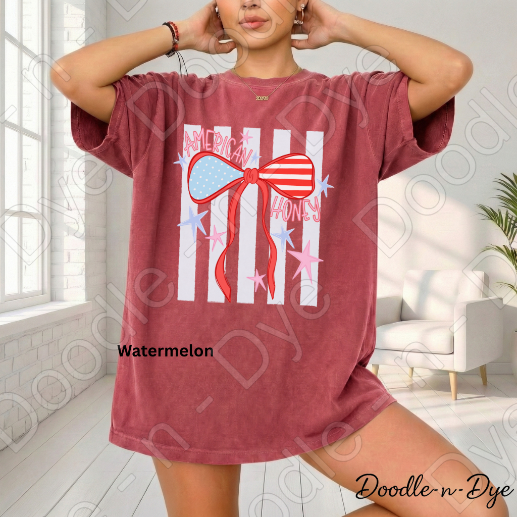 American Honey Patriotic Shirt – Comfort Colors USA Graphic Tee for Summer, 4th of July, Country Concerts & Americana Outfits