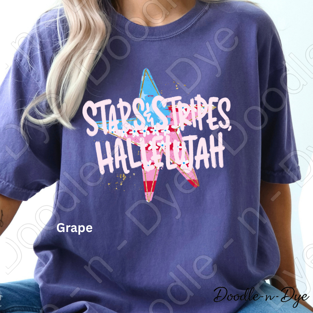Stars Stripes Hallelujah Patriotic Shirt – Comfort Colors USA Graphic Tee for 4th of July, Summer, Faith & Americana Outfits