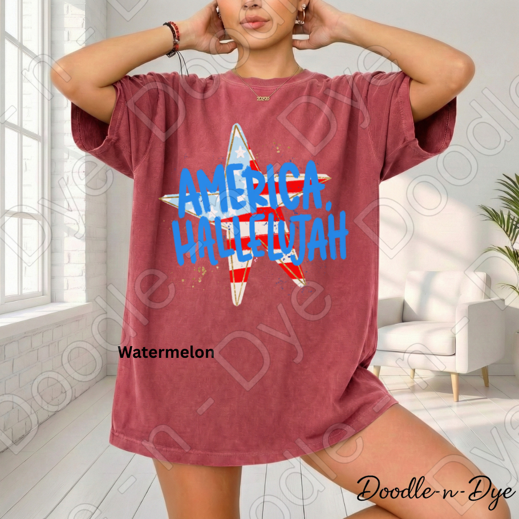 America Hallelujah Patriotic Shirt – Comfort Colors USA Tee for 4th of July, Summer, Faith & Freedom Outfits