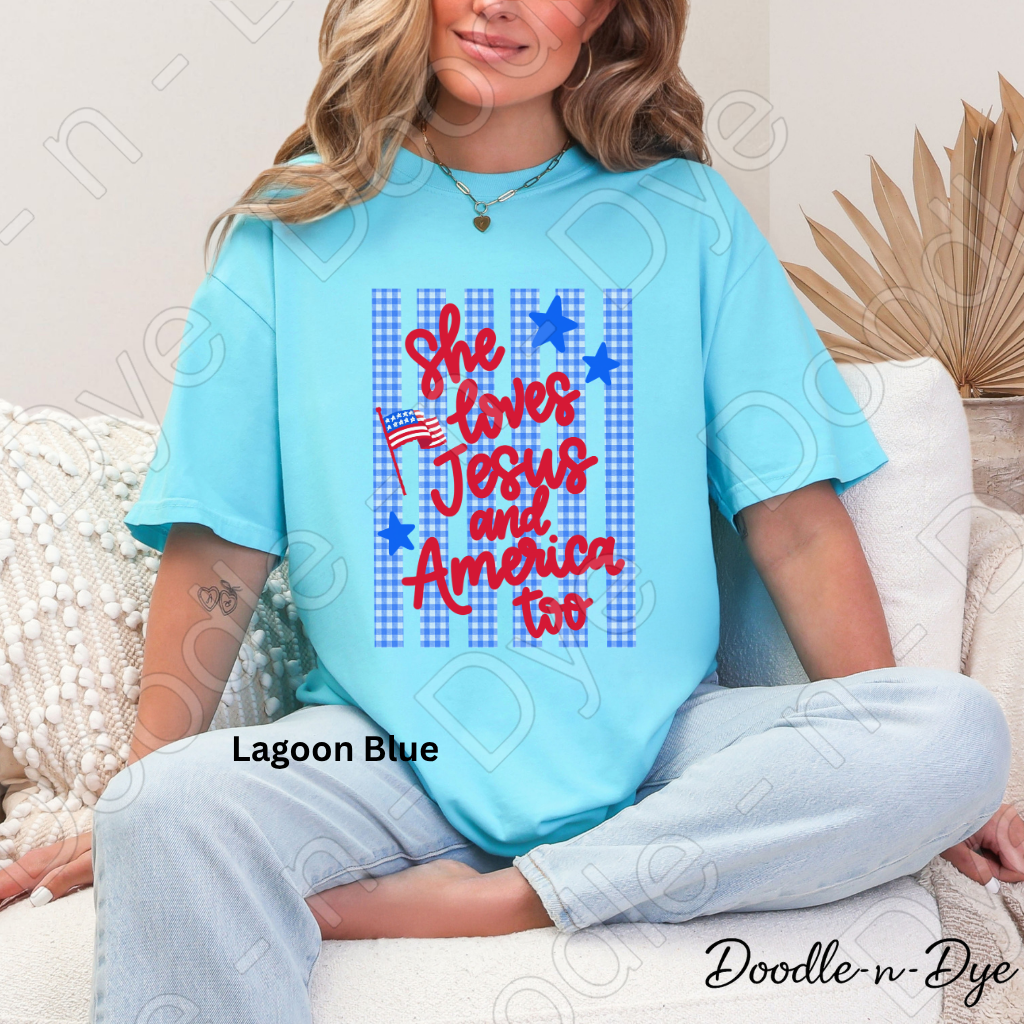 Patriotic Faith Comfort Colors Tee, She Loves Jesus & America Too Shirt, July 4th 250 Celebration Tee, Vintage USA Shirt