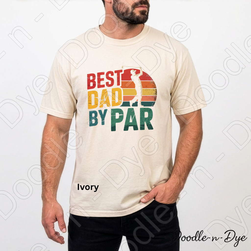 Best Dady By Par Comfort Colors Tee, Golf Dad Shirt, Father's Day Golf Tshirt, Retro Sunset Golf T-Shirt, Gift for Him, Gift for Dad