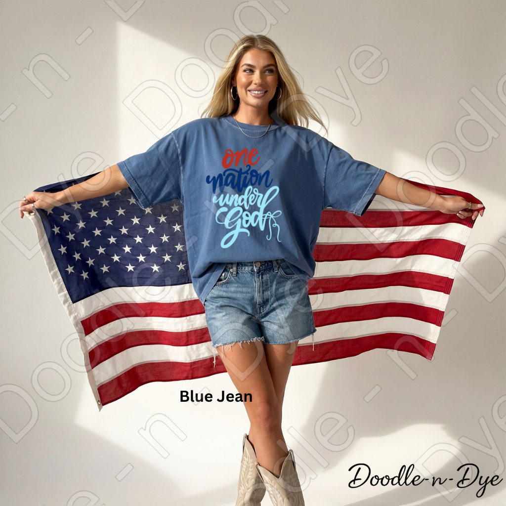 One Nation Under God Comfort Colors Tee, Patriotic Faith Shirt, July 4th Shirt, Independence Day 250 Anniversary T-Shirt