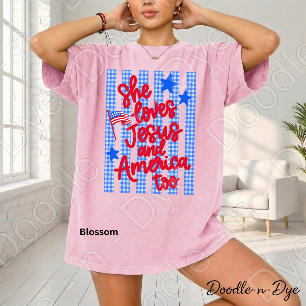 Patriotic Faith Comfort Colors Tee, She Loves Jesus & America Too Shirt, July 4th 250 Celebration Tee, Vintage USA Shirt