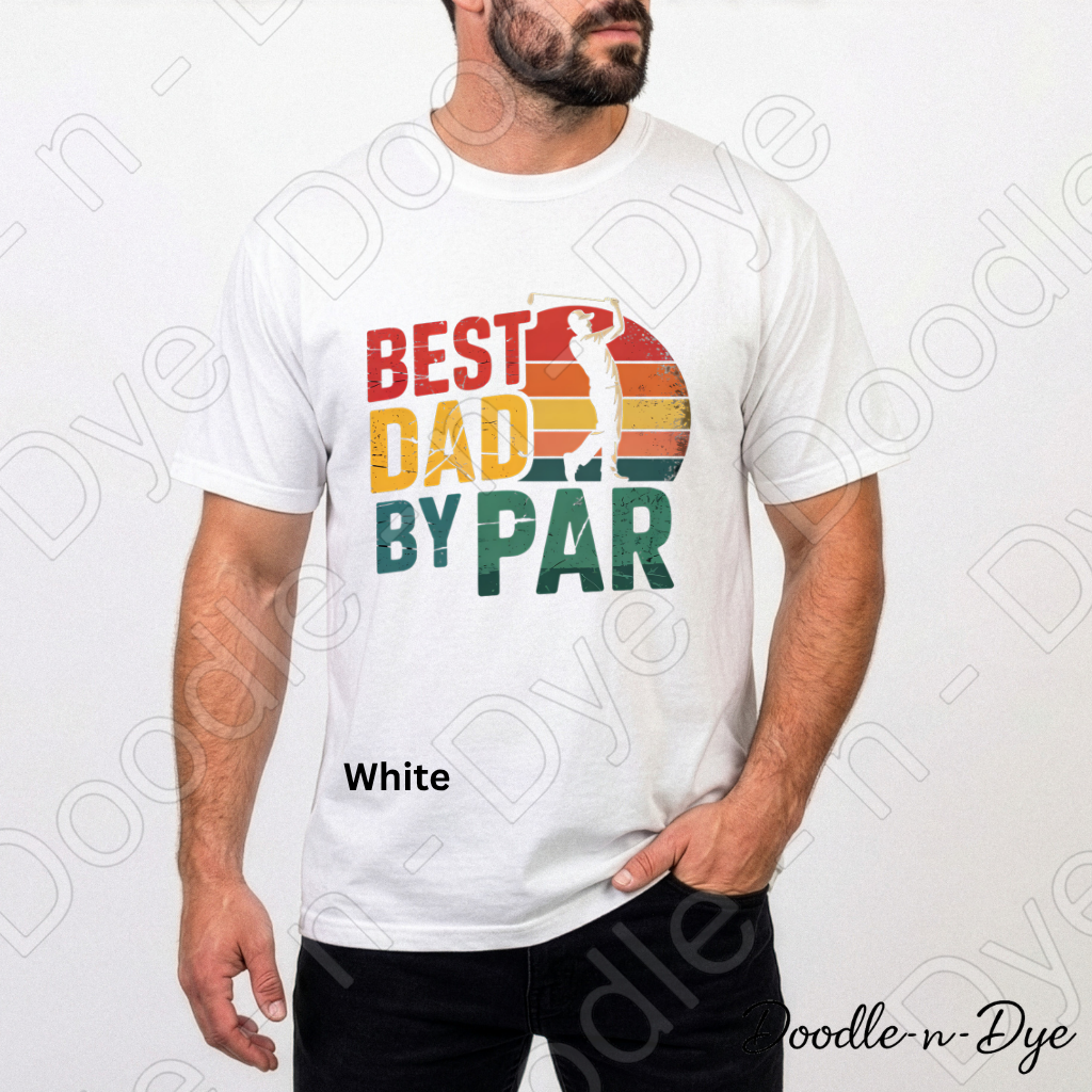 Best Dady By Par Comfort Colors Tee, Golf Dad Shirt, Father's Day Golf Tshirt, Retro Sunset Golf T-Shirt, Gift for Him, Gift for Dad