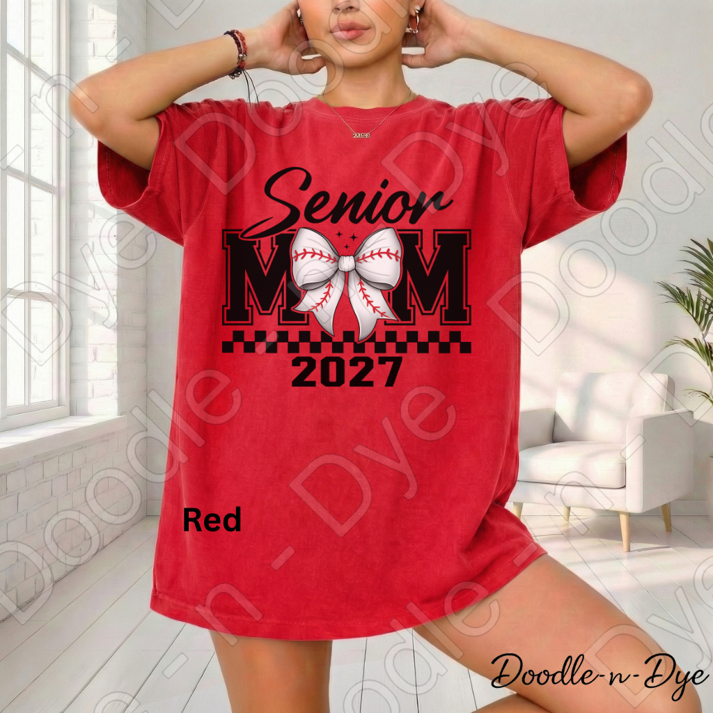Senior Mom Baseball Comfort Colors Tee, Graduation Mom Shirt, Class of 2027 Mom T-Shirt