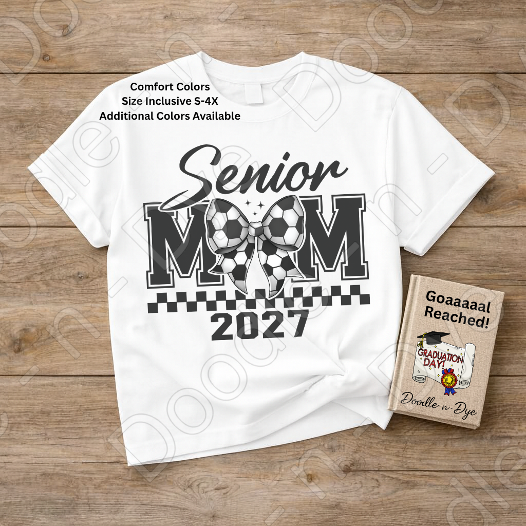 Senior 2027 Comfort Colors Tee, Class of 2027 Soccer Mom Shirt, Graduation 2027 Mom Tee