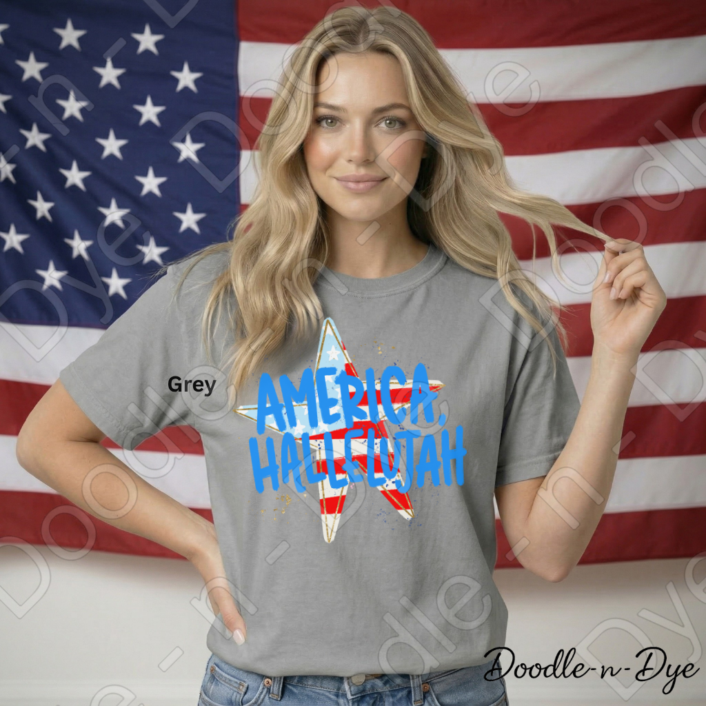 America Hallelujah Patriotic Shirt – Comfort Colors USA Tee for 4th of July, Summer, Faith & Freedom Outfits