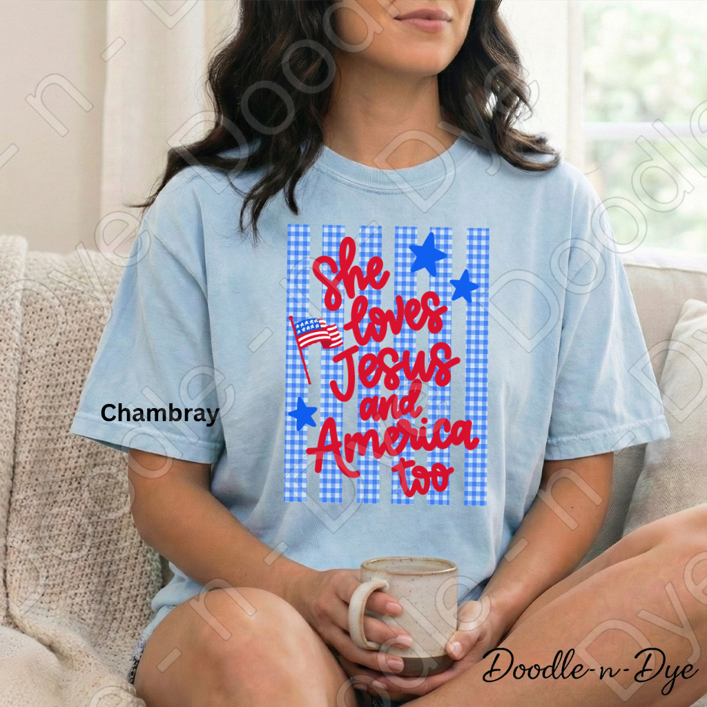 Patriotic Faith Comfort Colors Tee, She Loves Jesus & America Too Shirt, July 4th 250 Celebration Tee, Vintage USA Shirt