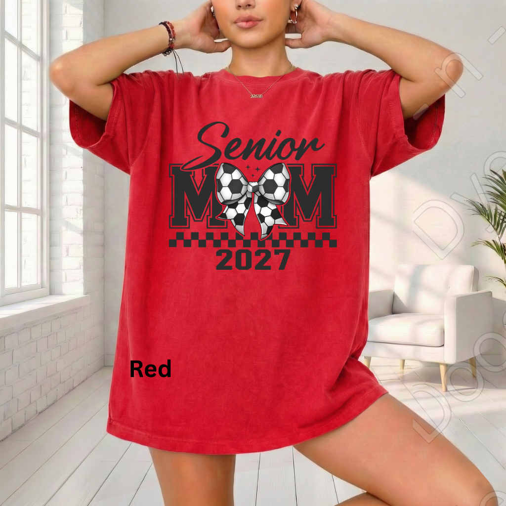 Senior 2027 Comfort Colors Tee, Class of 2027 Soccer Mom Shirt, Graduation 2027 Mom Tee